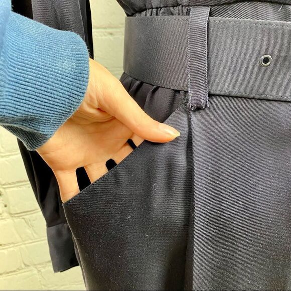 Vintage 80s Talbots 100% Rayon Long Sleeve Belted Shirt Dress Navy 6 - Picture 7 of 12